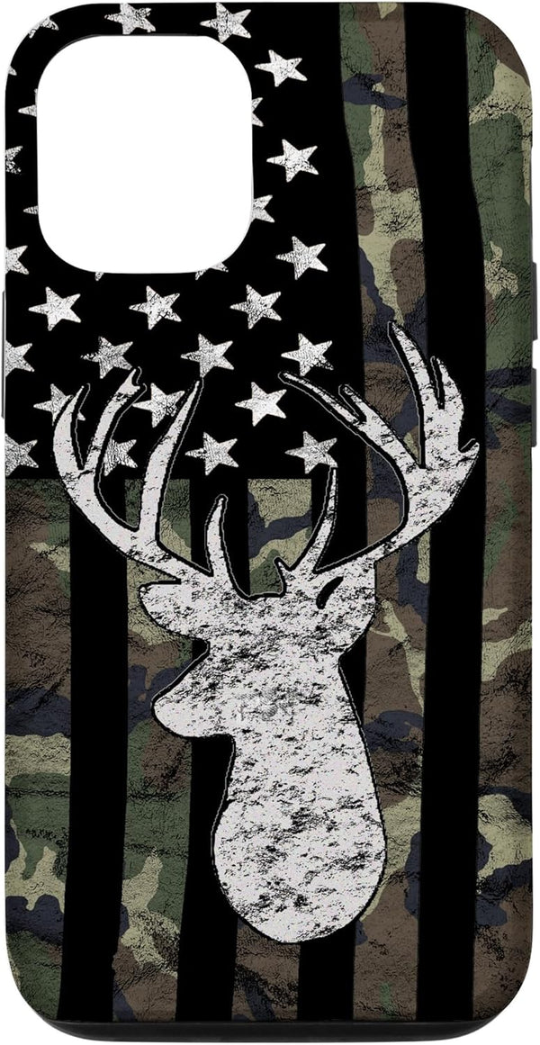 American Flag Whitetail Buck Camouflage Case for iPhone 12/12 Pro