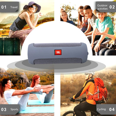 LTGEM Silicone Carrying Travel Case for JBL FLIP 5 Waterproof Portable Speaker with Extra Carabiner - Gray