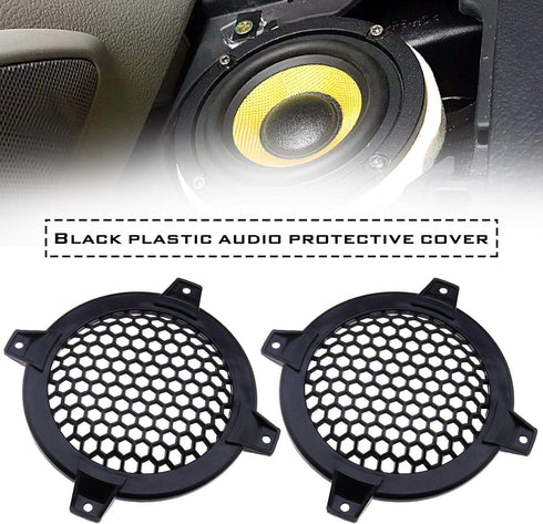 SING F LTD 4 Inch Black Circle Car Speaker Grill Cover - Pack of 4, Plastic Mesh Protective Case for Subwoofer