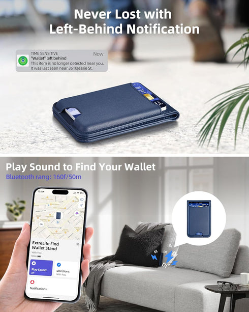 Magsafe Wallet for iPhone - Strongest Magnetic Wallet with Adjustable Stand, Works with Apple Find My, 6 Cards Holder,