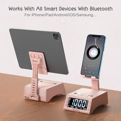 Gifts for Women - TechGlow Foldable Cellphone Stand with Bluetooth Speaker, Birthday Gift Idea, Pink