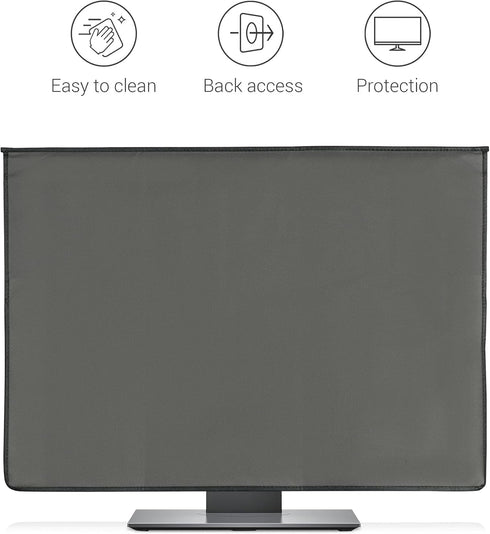 27-28" 3-IN-1 kwmobile Cover Compatible with monitor - Case with Storage for Mouse, Keyboard - Dark Grey