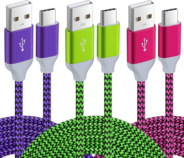 USB C Cable, 10ft Fast Charging USB to USB C Cable, 3-Pack Nylon Braided Type C Charger Cord for Android