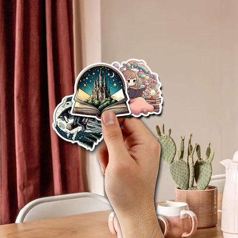 Pack of 50 PCS Waterproof Vinyl Reading Book Stickers, Aesthetic Items for Adults, Teens, Lovers, Readers, Labels Decor