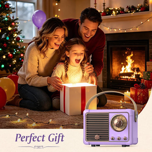 heetipuk Purple Retro Bluetooth Speaker, Versatile Decor Beauty Meets Function, Cute Speaker with Crystal Clear Sound