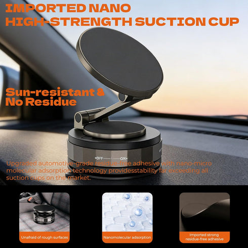 Demipungs 2.01 Inch, 360 Magnetic Phone Holder for Car Super Strong Vacuum Suction Cup, Rotation Magsafe Car Mount