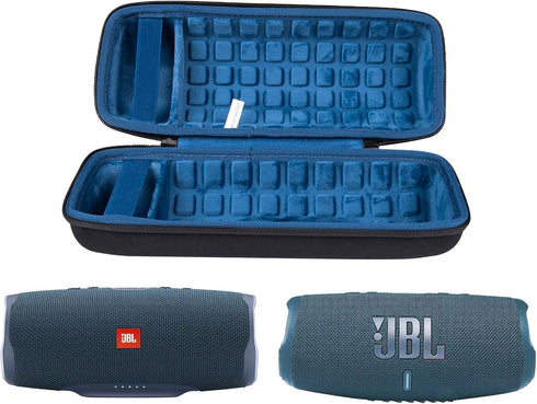 co2CREA Hard Travel Case for JBL Charge 4 / JBL Charge 5 Waterproof Bluetooth Speaker (Outside Black and Inside Blue)