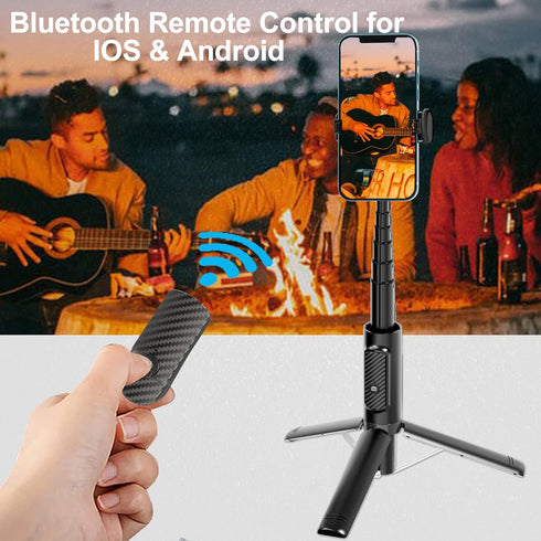 Selfie Stick Tripod with Remote, Aluminum Alloy Phone Tripod, Bluetooth Remote and 270° Rotation Stand for