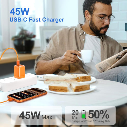 YISH 45W 3.3FT 17/16/15 USB C Charger Block, Foldable Type C Charger Fast Charging with USBC Charging Cable, GaN