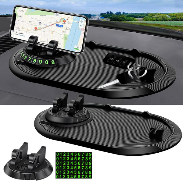Multifunction Car Anti-Slip Mat Phone Holder, Rotatable Dashboard Cell Phone Holder for Phones, Keys, Gadgets