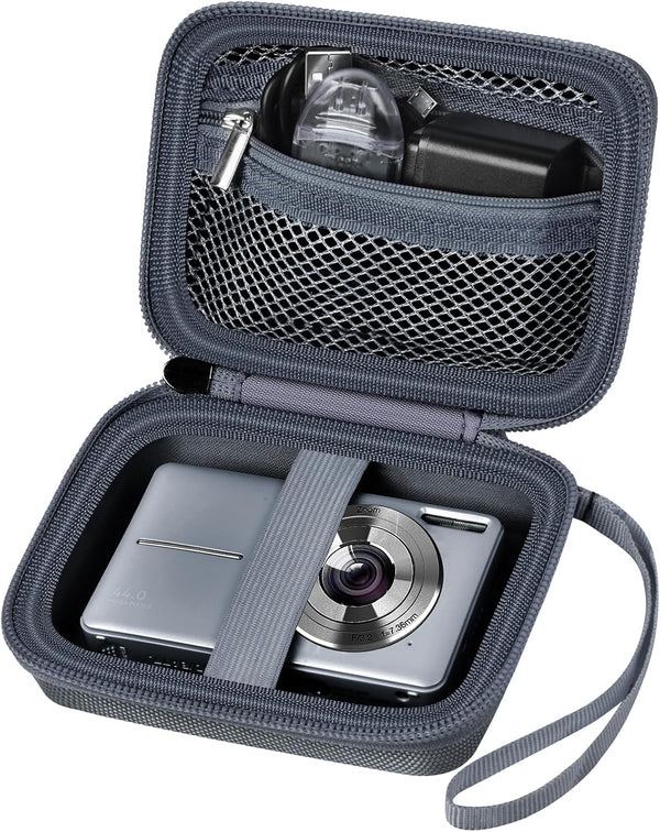 Digital Camera Case for VAHOIALD FHD 1080P, CAMKORY, KODAK PIXPRO FZ45-BK, Holder for SD Card - Grey (Box Only)