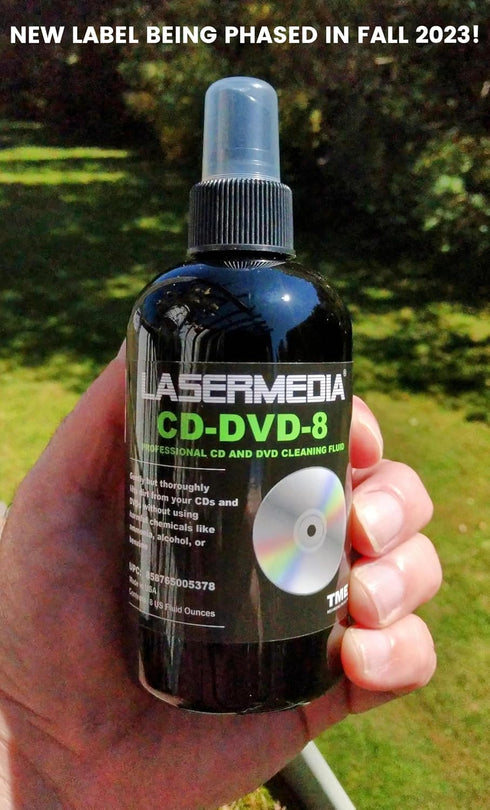 CD DVD Cleaning Solution Fluid (Not a Scratch Remover) 8 Ounce (237 ML) Spray Bottle Cleaner CD-DVD-8 Made in USA Lasermedia