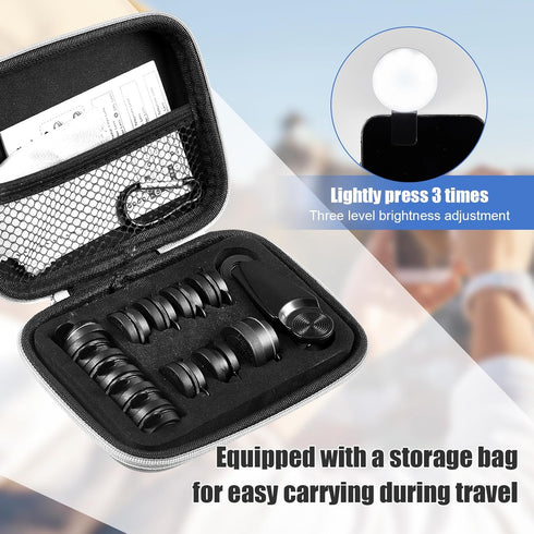 16 Pcs Phone Camera Lens Kit, 16 in 1 with Selfie Light and Universal Clip for Most Phones