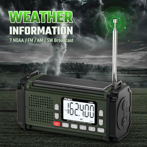 PRUNUS 924 10000mAh Hand Crank Radio, NOAA Weather Radio, USB Charging, Torch & Reading Light, Camping