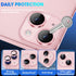 Xfilm 9H Hardness Camera Lens Protector for iPhone 15/15 Plus, Stylish Pink Metal Ring, Scratchproof & Case Friendly.