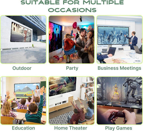 AAJK 150 inch, 16:9 Outdoor Projector Screen Washable Projector Screen Foldable Anti-Crease Portable Projector Movies