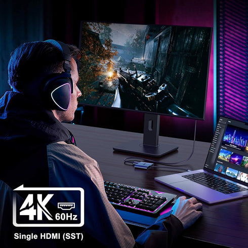 USB C to Dual HDMI Adapter 4K@60hz, Type C to HDMI Splitter for MacBook/MacBook Pro Air, Dell XPS, Samsung Galaxy S9