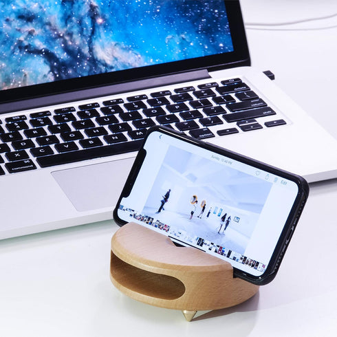 Phone Stand Sound Amplifier - Wood Phone Stand for Desk, Handmade Wooden Phone Dock Compatible with Smartphone, Kindle,