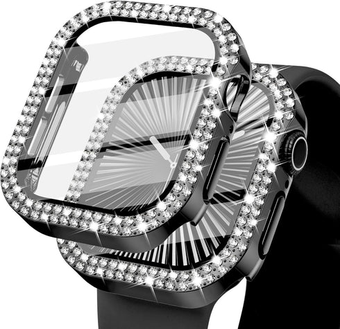 KADES Bling Protective Case for Apple Watch 38mm with Built-in Screen Protector for iWatch Series 3 2 1 (Black)