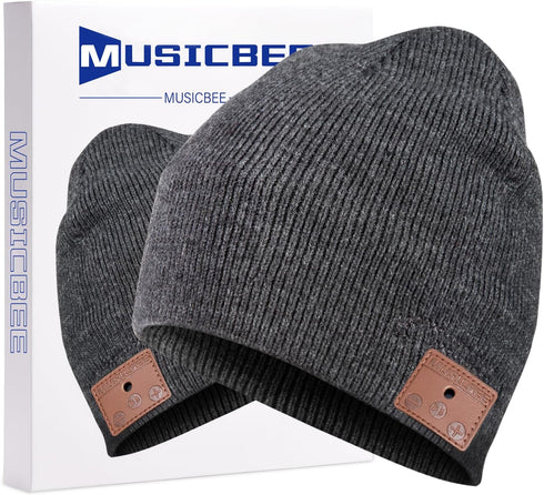 beanie MUSICBEE Bluetooth V5.2 - Wireless Knit Winter Cap, 24 Hour Playtime, Built-in Microphone, HD Stereo Speakers,