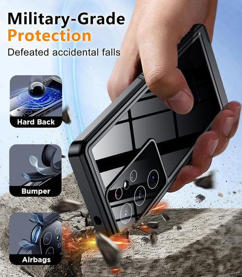 Temdan Waterproof Case for Samsung Galaxy S22 Ultra, Built-in Lens & Screen Protector, Full Body Shockproof, IP68