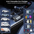Retractable Car Charger, 60W Fast Charge with 1x Retractable Cable, 1x Type-C Cable, 2X USB Ports for iPhone Galaxy