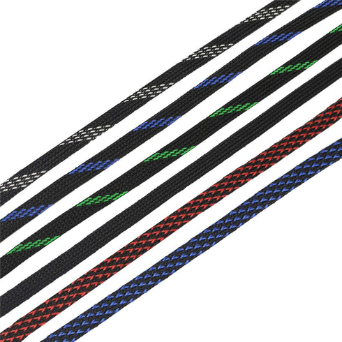 30ft PET Expandable Wire Cable Sleeve (1/4", Blue & Black)