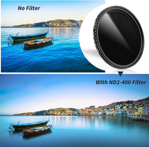 82mm Variable ND Filter, Ultra Slim ND2 to ND400 (1-9 Stops) Adjustable Neutral Density Filter for Camera Lens