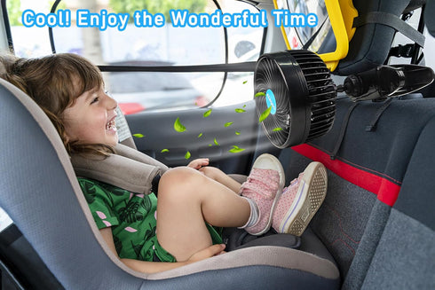 6'' 12V Alagoo Car Fan Cool Gadgets Clip Fan for Front Rear Seat Passenger Portable Electric Air Fresh Fan