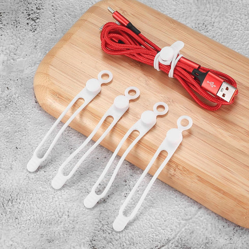 25 Pcs Reusable Silicone Cable Ties, Wire Organizer for Fastening Earphone Phone Charger Home Office Desk Kitchen