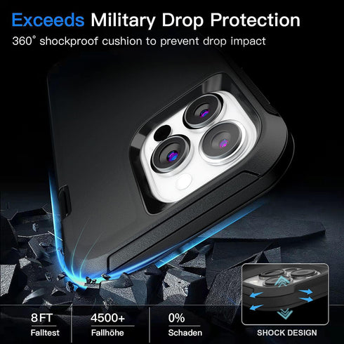 iPhone 13 Pro Max Case 6.7" - Heavy Duty Military Grade, Shockproof/Drop Proof, Full Body Cover + 2 Screen Protectors