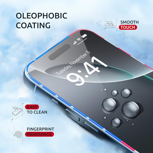 Screen Protector for 16 Pro Max, 2-Pack USA Flag & Black Frame, Tempered Glass Full Coverage