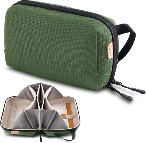 Electronic Organizer Travel Case Bag, Waterproof for Cables, Switch, SD Card, Passport, and More, Green
