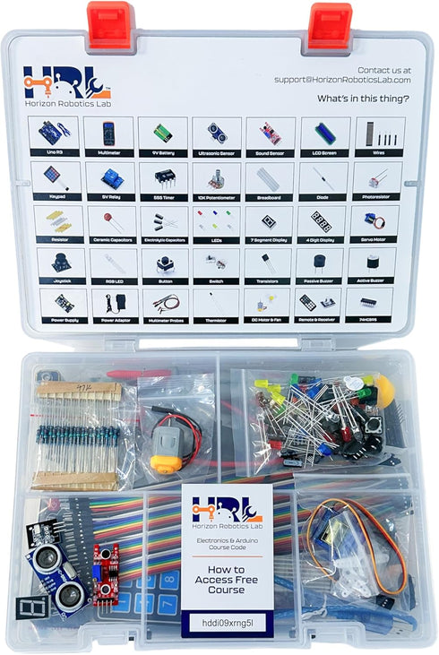 Horizon Robotics Lab Horizon Uno Electronics Starter Kit with Video Lessons Arduino-Compatible Board, Sensors, LEDs