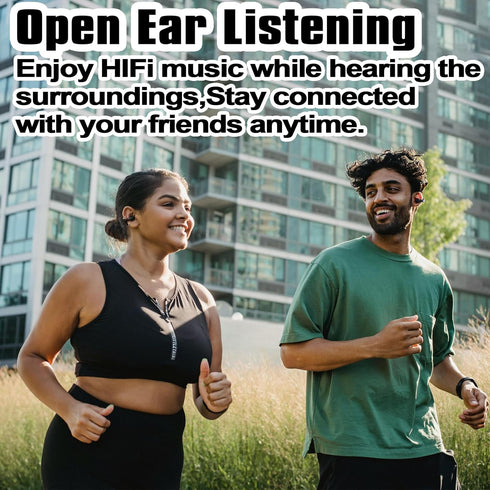 Open Ear Earbuds, Wireless Bluetooth 5.3 Clip-on Headphones, 40H Playtime for Workouts Running