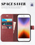 TUCCH Wallet Case for iPhone SE 2022/SE 2020/8/7, Dark Red PU Leather Folio Stand with Card Slot, Magnetic Closure [TPU