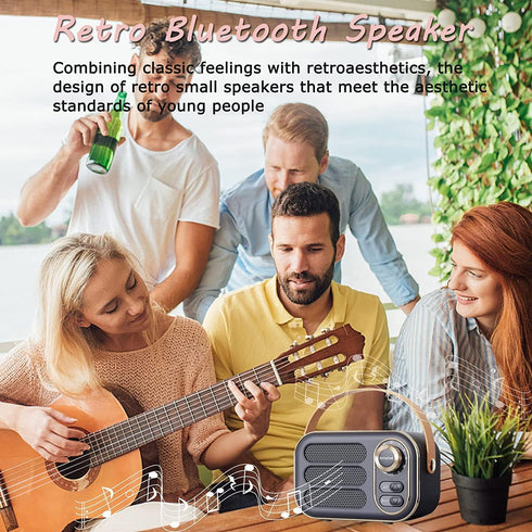 Vintage Portable Wireless Bluetooth Speaker, Retro Bluetooth 5.0, Loud Volume, AUX Input, Old Style for Home Office