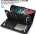ZZXX Wallet Case for Samsung Galaxy S22 Ultra, Premium Soft PU Leather Zipper Flip Folio with Card Slot, Black