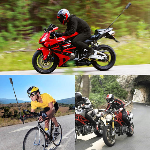 Motorcycle Bike Handlebar Mount for Insta360 with 118cm Selfie Stick, Double Clamp Mount for Cycling Videos