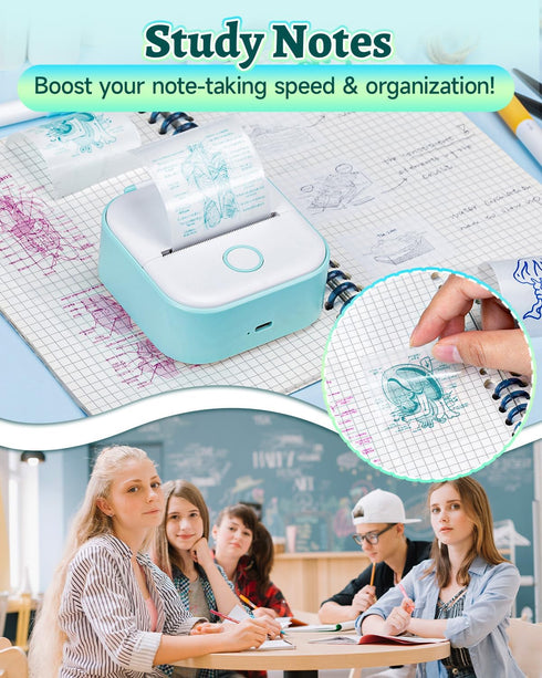 Memoqueen T02 Phomemo Mini Sticker Printer - APP AI Drawing Bluetooth Thermal Printer Sticker Maker Machine for DIY
