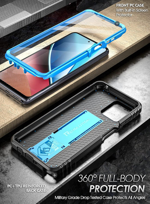 Poetic Revolution Case for Motorola Moto G Stylus 4G 2023 - Rugged, Shockproof, 20FT Drop Tested, Light Blue, Kickstand