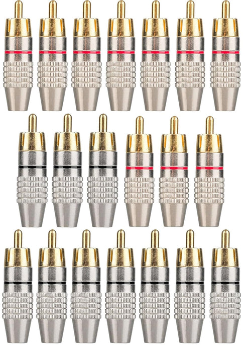 Elechood 20Pack RCA Male Plug Solder, Gold Audio Video Cable Adapter Connector for