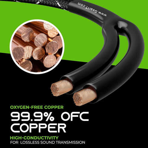 GearIT 12AWG Premium Heavy Duty Braided Speaker Wire (3 Feet) - Black with Dual Gold Plated Banana Plug Tips