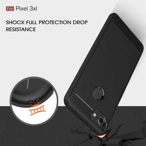 Case Compatible with Google Pixel 3 XL - Carbon Fiber Shock Absorption Slim Case (Blue)