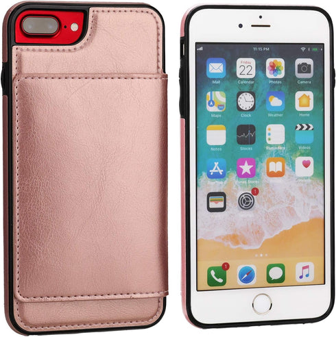KIHUWEY Compatible with iPhone 7/8 Plus Wallet Case, Premium Leather Kickstand with Credit Card Holder, Durable