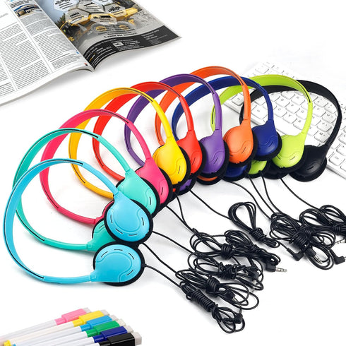 15 Pack 3.5 mm (10 Kids Headphones Bulk for School Classroom Wired Headphones for Kids Students Children Boys Girls