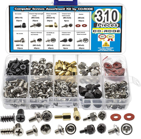 310pcs Motherboard Standoffs Screw Kit - PC Computer Screws for Mainboard, HDD, Case