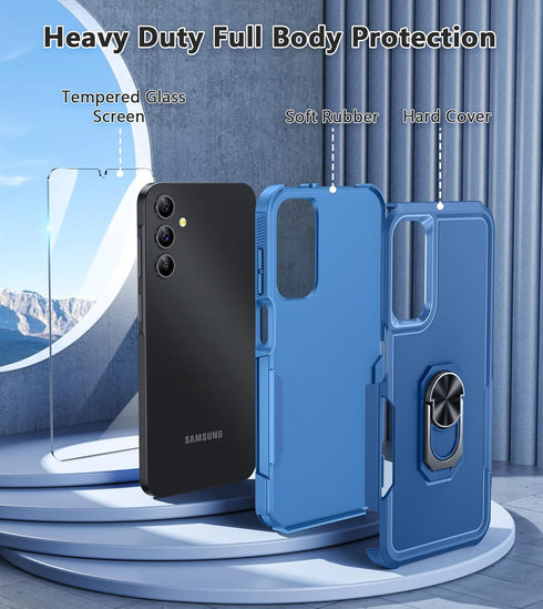 FNTCASE Samsung Galaxy A15-5G Case: Rugged Dual Layer Shockproof Cover with Magnetic Kickstand & Military Grade
