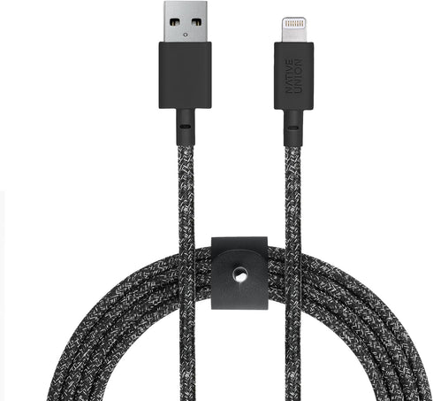 Native Union BELT Cable XL - 10ft Durable Lightning to USB Charging Cable with Leather Strap, compatible with iPhone