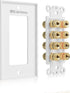 Cable Matters Speaker Wire Wall Plate for 4 Speakers, Banana Plug Wall Plate, White